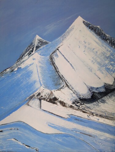 Painting titled "Mountains" by Olga Neberos, Original Artwork, Oil