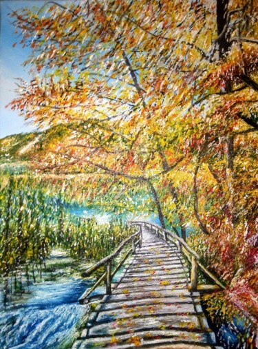 Peinture intitulée "Autumn in rives" par Marija Mitrovic, Œuvre d'art originale, Huile