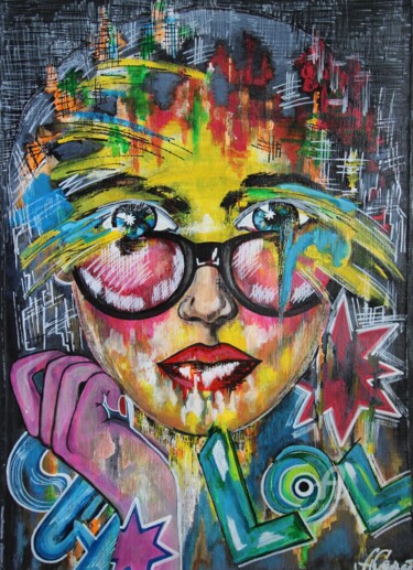 绘画 标题为“Street art girl 23” 由Anna Serebrenoya, 原创艺术品, 丙烯