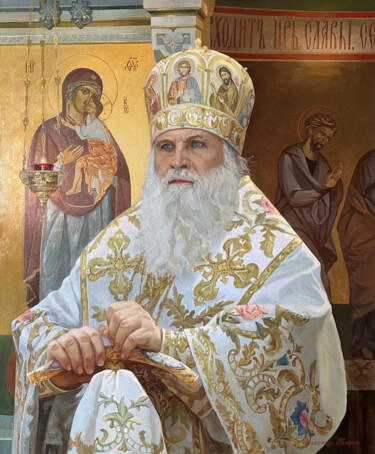 Портрет митрополита Ташкентского и Узбекистанского главы Сре Painting titled "Портрет митрополита…" by Aleksandr Tiurin, Original Artwork, Oil