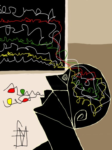 Arts numériques intitulée "la lecture" par Franck Vidal, Œuvre d'art originale, Peinture numérique