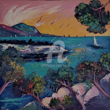 Peinture intitulée "la calanque de Port…" par Milorv, Œuvre d'art originale, Huile