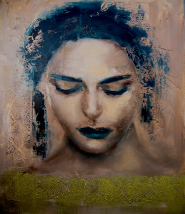 Woman painting Portrait Sad Girl Face art Peinture intitulée "Woman painting Port…" par Lubchik, Œuvre d'art originale, Huile Monté sur Châssis en bois