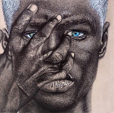图画 标题为“Le regard II” 由Aureal Eugénio Dossou, 原创艺术品, 圆珠笔
