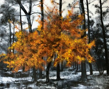 Peinture intitulée "L'automne" par Chantal Derrien, Œuvre d'art originale, Acrylique Monté sur Châssis en bois