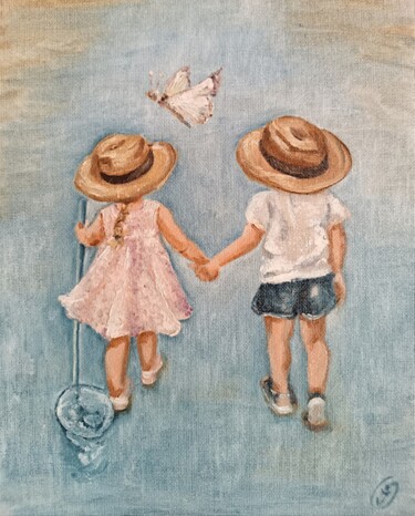 Children's oil art. I'm going for butterflies. 제목이 "Children's oil art.…"인 미술작품 Irina Oleynik로, 원작, 기름