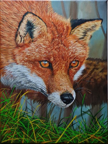 Malerei mit dem Titel "Sly fox" von Lorant Cucui, Original-Kunstwerk, Acryl