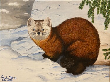 Peinture intitulée "Martre d'Amérique" par Isabelle Tysiac, Œuvre d'art originale, Acrylique Monté sur Châssis en bois