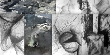 Drawing titled "La Faille - La Lign…" by Karine Garelli (Reds Robin), Original Artwork, Graphite