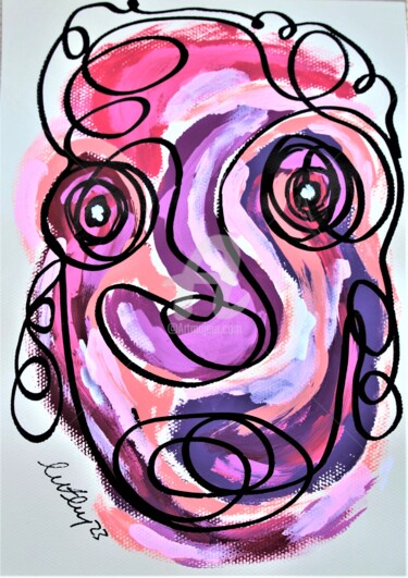 Painting titled "Abstract Faces Seri…" by Murat Rey, Original Artwork, Acrylic