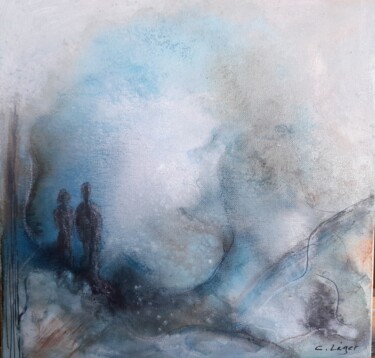 Painting titled "Sound of silence" by Christine Leger, Original Artwork, Acrylic Mounted on Wood Stretcher frame