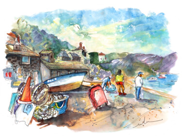 Peinture intitulée "Port Isaac 07" par Miki De Goodaboom, Œuvre d'art originale, Aquarelle