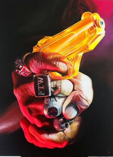 Peinture intitulée "ZE GROSSE MENACE" par Christian Lucas, Œuvre d'art originale, Acrylique Monté sur Châssis en bois