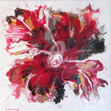 Ζωγραφική με τίτλο "Fantaisie magenta" από Josette Roboam, Αυθεντικά έργα τέχνης, Ακρυλικό Τοποθετήθηκε στο Ξύλινο φορείο σκ…