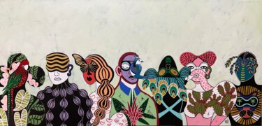Painting titled "What makes us human" by Diana Rosa, Original Artwork, Acrylic Mounted on Wood Stretcher frame