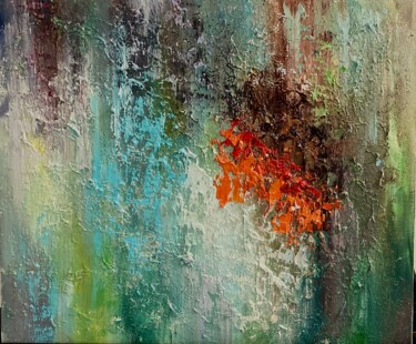 Painting titled "Thought" by Oksana Lukonina, Original Artwork, Oil Mounted on Cardboard