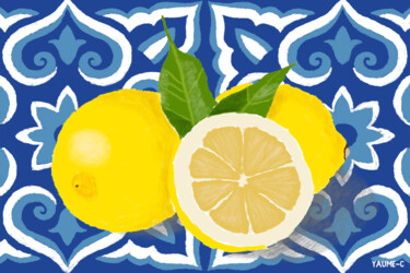 Arts numériques intitulée "Citron sur aluminiu…" par Guillaume Chocu (YAUME-C), Œuvre d'art originale, Peinture numérique Mo…