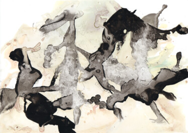 Cave Painting (Pintura rupestre) 绘画 标题为“Cave Painting (Pint…” 由Gustavo Adolfo Díaz Sánchez (El Gus), 原创艺术品, 水彩