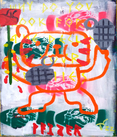 Peinture intitulée "PFIZER LABS MISSING…" par Jonathan Wain, Œuvre d'art originale, Acrylique Monté sur Châssis en bois