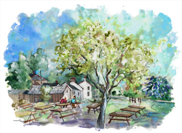 Painting titled "St Kew Inn In Cornw…" by Miki De Goodaboom, Original Artwork, Watercolor