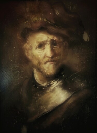 绘画 标题为“After Rembrandt, Ol…” 由Amazeigh Bouzékri, 原创艺术品, 油