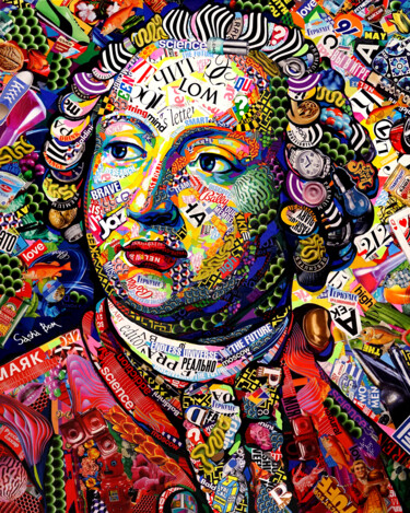 Collages titled "LOMONOSOV" by Sasha Bom, Original Artwork, Collages Mounted on Wood Stretcher frame