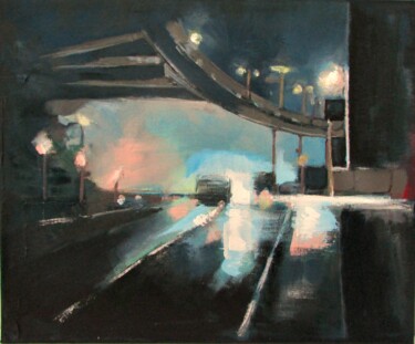 Painting titled "Late Night Coloured…" by Helena Butler, Original Artwork, Acrylic