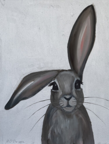 Silver Rabbit animal cute oil painting 绘画 标题为“Silver Rabbit anima…” 由Alina Odwyer, 原创艺术品, 油
