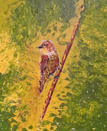 绘画 标题为“Les oiseaux du jard…” 由Bertrand Jost, 原创艺术品, 丙烯 安装在纸板上