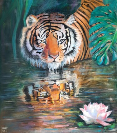 제목이 "Tiger and lotus 2021"인 미술작품 Nastya Prairie로, 원작, 기름