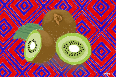 Arts numériques intitulée "Kiwi sur aluminium,…" par Guillaume Chocu (YAUME-C), Œuvre d'art originale, Peinture numérique Mo…