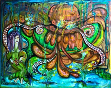 绘画 标题为“Krakenfreundschaft” 由Annemarie Stelzer, 原创艺术品, 彩画