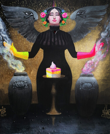 Malerei mit dem Titel "Ashes, Dust & Cake" von Serge Sunne, Original-Kunstwerk, Acryl