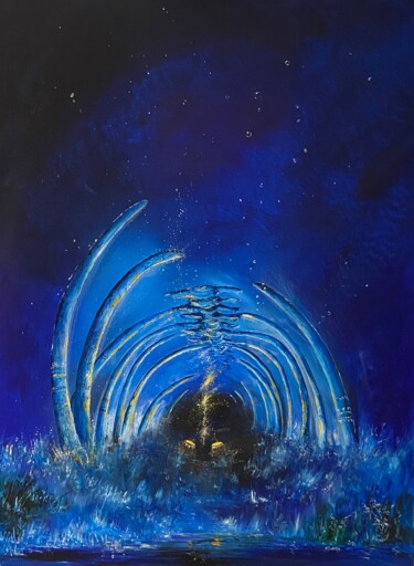 Peinture intitulée "L'allée des baleines" par Styvens Chalot, Œuvre d'art originale, Acrylique Monté sur Châssis en bois
