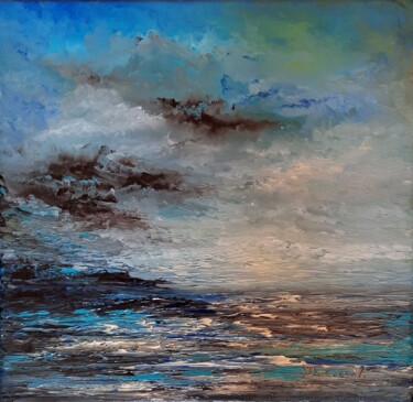 Peinture intitulée "Le bruit des vagues" par Florence V. Henric, Œuvre d'art originale, Huile Monté sur Châssis en bois