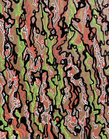 Painting titled "GraphicBark 78" by Xaro, Original Artwork, Acrylic Mounted on Wood Panel