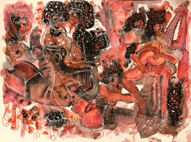 Dispositifs pulsionnels 7 (Orgia di primati dell'Homo sapien 绘画 标题为“Dispositifs pulsion…” 由Romano Valsky, 原创艺术品, 水彩