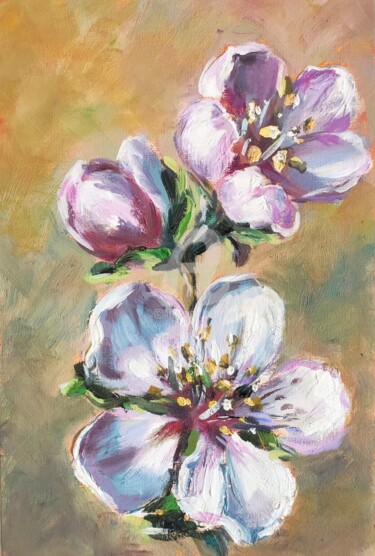 Cherry blossom time Ζωγραφική με τίτλο "Cherry blossom time" από Anastasia Akunina, Αυθεντικά έργα τέχνης, Λάδι Τοποθετήθηκε στο Χαρτόνι