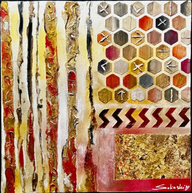 Painting titled "Sowilo" by Soliaski, Original Artwork, Acrylic Mounted on Wood Stretcher frame