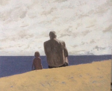 Schilderij getiteld "Grandson" door Vladimir Daibov, Origineel Kunstwerk, Acryl Gemonteerd op Frame voor houten brancard