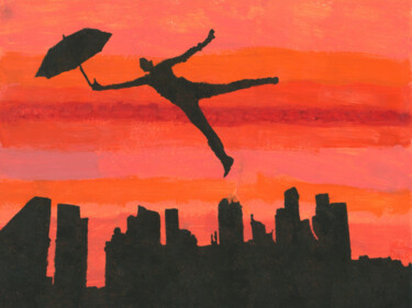 Flying & Dancing across the sky 绘画 标题为“Flying & Dancing ac…” 由Yeshaya Dank, 原创艺术品, 水彩