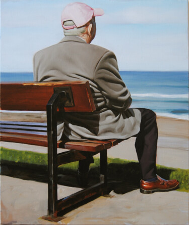 Schilderij getiteld "Old Man" door Daniel García, Origineel Kunstwerk, Olie