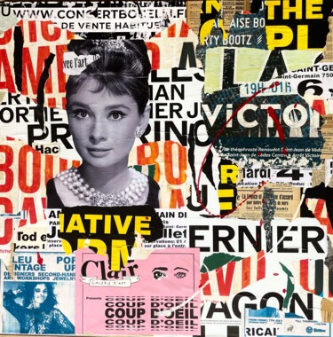 Collages intitulée "Audrey" par Podkol, Œuvre d'art originale, Collages Monté sur Châssis en bois