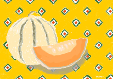 Arts numériques intitulée "Melon sur aluminium…" par Guillaume Chocu (YAUME-C), Œuvre d'art originale, Peinture numérique Mo…