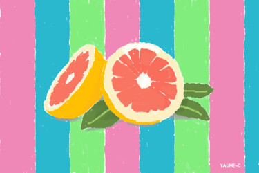 Arts numériques intitulée "Pomelo sur aluminiu…" par Guillaume Chocu (YAUME-C), Œuvre d'art originale, Peinture numérique Mo…