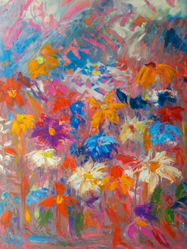 Painting titled "Branches boient Sol…" by Sandra Land, Original Artwork, Oil
