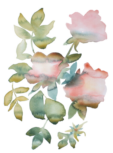 Rose Study No. 82 绘画 标题为“Rose Study No. 82” 由Elizabeth Becker, 原创艺术品, 水彩