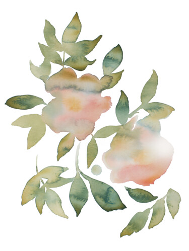 Rose Study No. 81 绘画 标题为“Rose Study No. 81” 由Elizabeth Becker, 原创艺术品, 水彩