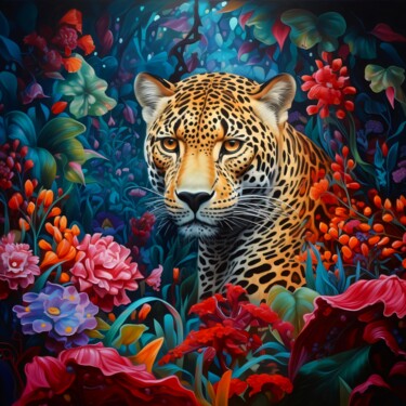 数字艺术 标题为“Léopard n°2” 由Ghislaine Chapuis, 原创艺术品, AI生成的图像