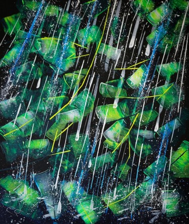 绘画 标题为“La pluie” 由Emmanuelle Donzé, 原创艺术品, 丙烯 安装在木质担架架上